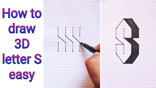 How To Draw 3D Letter S (step by step) - Easy 3D Drawings