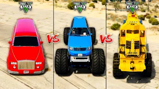 Long Car vs Long Monster Truck vs Long Truck - GTA V Cars Mod Which is better?