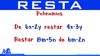 Resta de expresiones algebraicas | Ejemplo 2 Polinomios