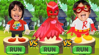 Tag with Ryan - Red Titan vs Pj Masks Owlette vs Ryan Kaji Run Gameplay