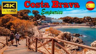 walking tour empuria, Costa Brava, Spain - 4k UHD 60fps - walking tour - with historical Subtitles