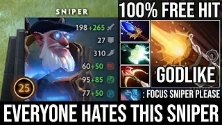 This is why you HATE Sniper MACHINE GUN 100% Free Hit Max Speed + Scepter Ez Godlike 21Kills DotA 2