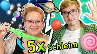 5 x Schleim Challenges mit Eva und Felix! Galaxy Schleim, Geburtstags Schleim, Schüttel Schleim