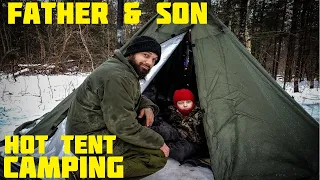 Hot Tent - Wood Carving - Camp Cooking - Father And Son - Overnighter