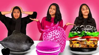 BLACK FOOD 🖤 Vs PINK FOOD 💖CHALLENGE 🤩 | ഒരു കളർഫുൾ ഫുഡ് ചലഞ്ച് | PULLOTHI