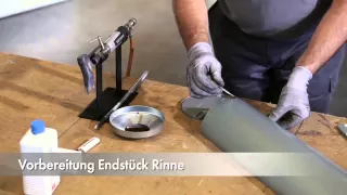 RHEINZINK-Dachentwässerung,Montage des Komplettsystems aus Zink von der Dachrinne bis zum Fallrohr
