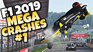 F1 2019 MEGA CRASHES #1
