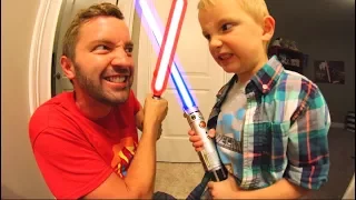 FATHER SON LIGHTSABER BATTLE!