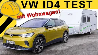 VW ID.4 Test mit WOHNWAGEN & Praxisreichweite | Funktioniert CAMPING mit E-Auto?