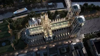 Watch a fly-through animation of Notre-Dame rebuilt with a reconstructed spire and glass roof