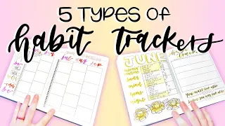 5 Types of Habit Trackers || Bullet Journal Ideas