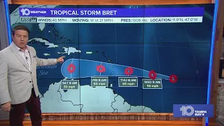 Tracking the Tropics: Tropical Storm Bret path tracks into Caribbean Sea | 11 a.m. Tuesday