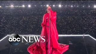 Rihanna reveals pregnancy during high-flying Super Bowl halftime performance l GMA