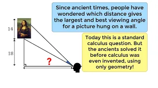 This is a legendary problem. It is taught in calculus, but the ancients solved with only geometry