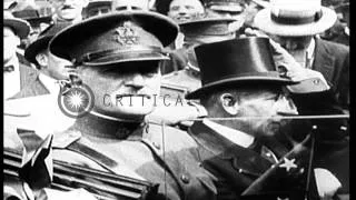 World War I. Armistice at 11AM on November 11, 1918, ends hostilities. Celebratio...HD Stock Footage