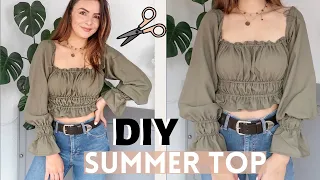 DIY Easy Puffed Sleeve Square Neck Top from scratch