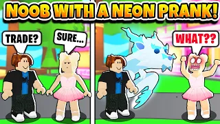 NOOB TRADING A *NEON* FROST FURY PRANK in Adopt Me! (Roblox Adopt Me)