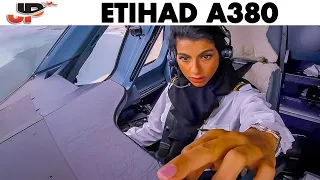 Shaima Pilots the ETIHAD A380 out of Abu Dhabi