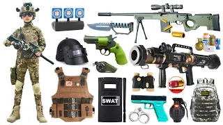 Special Police Weapons Toy set Unboxing-AWM sniper rifle, Rocket guns,Gas mask, Glock pistol, Dagger