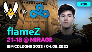 CSGO POV Vitality flameZ (21/18) vs Cloud9 (mirage) @ IEM Cologne 2023 Quarter-final / Aug 4, 2023