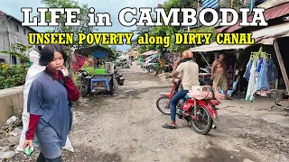 UNSEEN POVERTY along DIRTY CANAL in PHNOM PENH CITY, CAMBODAI​ - [2K] Walk Tour