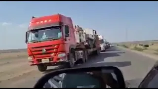 Vehicles with United Nations logo entering Ethiopia via Djibouti