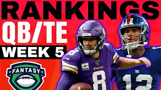 2023 Fantasy Football RANKINGS - TOP 24 QBs & Top 18 TEs for Week 5