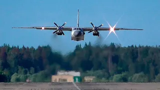✈Ан-26 сносит ветром после взлета / Аэродром Кубинка