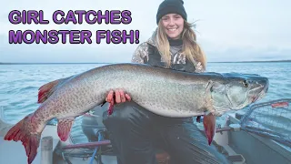 GIRL CATCHES MONSTER FISH! (Eagle lake North Shore Lodge) 3 MUSKIES
