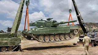 Lifting Massive German Made Leopard 2 to Access Tracks and Suspensions
