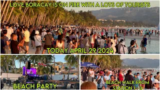 BORACAY Philippines | Today April 29 2024 | Beach Walk From Station 1 - 3 | Sunset