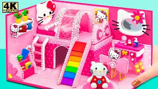 Making Cutest Hello Kitty Miniature House has Slide from Polymer Clay, Cardboard - DIY Miniature
