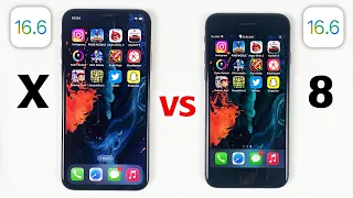 Worth Buying in 2023 ? | iPhone X vs iPhone 8 in 2023 - iOS 16.6 SPEED TEST