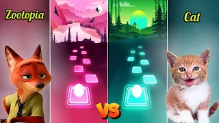 Zootopia  Vs  Cat Astronomia - Coffin Dance | Tiles Hop: EDM Rush!