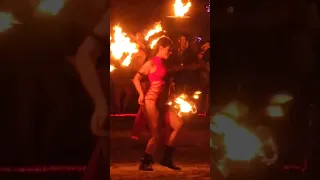 Beautiful lady dancing with fire at Love Burn, a Regional Burning Man in Miami #shorts #firedance