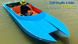 Fabrication of a 2-body sponge boat using 2 engines | Diesel 1700cc