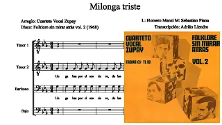Cuarteto Zupay - Milonga triste (1968) transcripción
