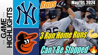 NY Yankees vs BAL Orioles [Highlights] | 05/01/2024 | 3 - Runs Home Run Judger Can't Be Stopped 💪