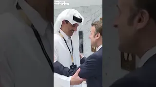 Blissful French greeting kiss! Macron visits Qatar as France play Morocco