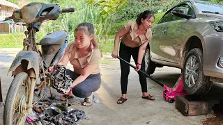 Genius girl Repairs severely damaged motorbikes and changes car oil- repair girl