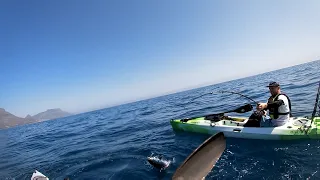 Catching tuna off a kayak in Cape Town, South Africa.