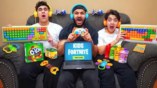 Last To Stop Playing Fortnite With KIDS GAMING SETUP Wins V-Bucks!