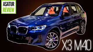 🇺🇸 Обзор BMW X3 G01 M40i рестайлинг 2022 / БМВ Х3 М40и 387 л.с. Синий фитоник на коньяке facelift
