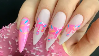 Soft Gel Tips Nails with Gel Overlay and 🍩 Donut Design with Modelones Kit