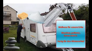 Wohnwagen gewaschen, poliert und konserviert | Campingschluss für 2019 | jetzt wird überwintert