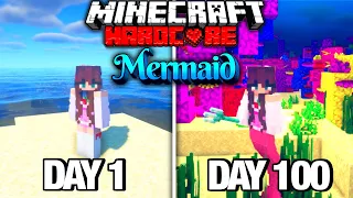 I Survived 100 DAYS as a MERMAID in HARDCORE Minecraft!