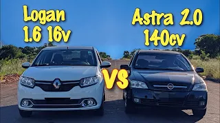 LOGAN 1.6 16v vs ASTRA 2.0 140CV!! - Não acreditei no tanto que ele andou - 😳