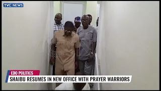 Edo Deputy Governor, Philip Shaibu Resumes In New Office With Prayer Warriors