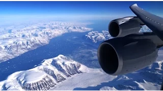 Lufthansa Boeing 747-8 - spectacular flight over Greenland en route to Los Angeles