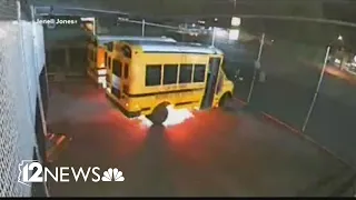 Two school buses set on fire at Phoenix preschool, officials investigating